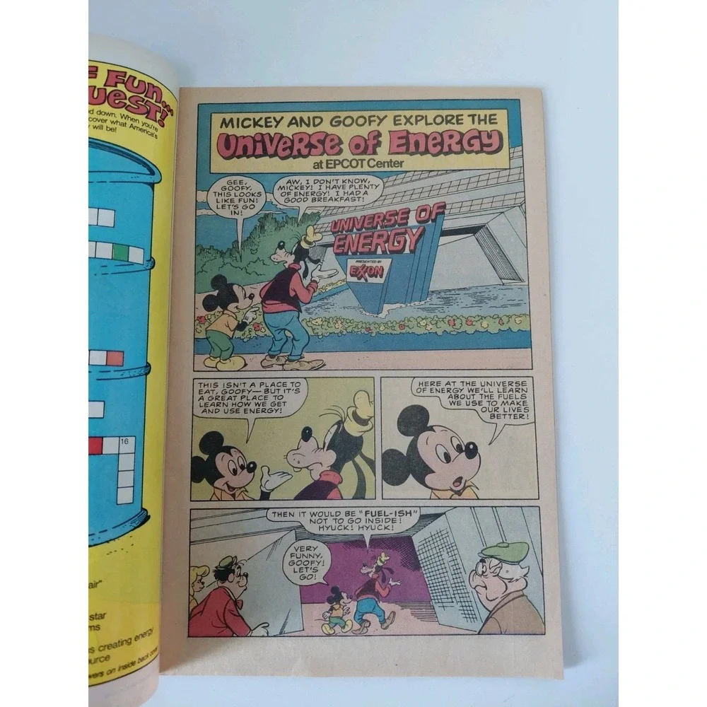 Vintage 1985 Comic Book Disney World‎ Epcot Mickey Goofy University Energy Exxon